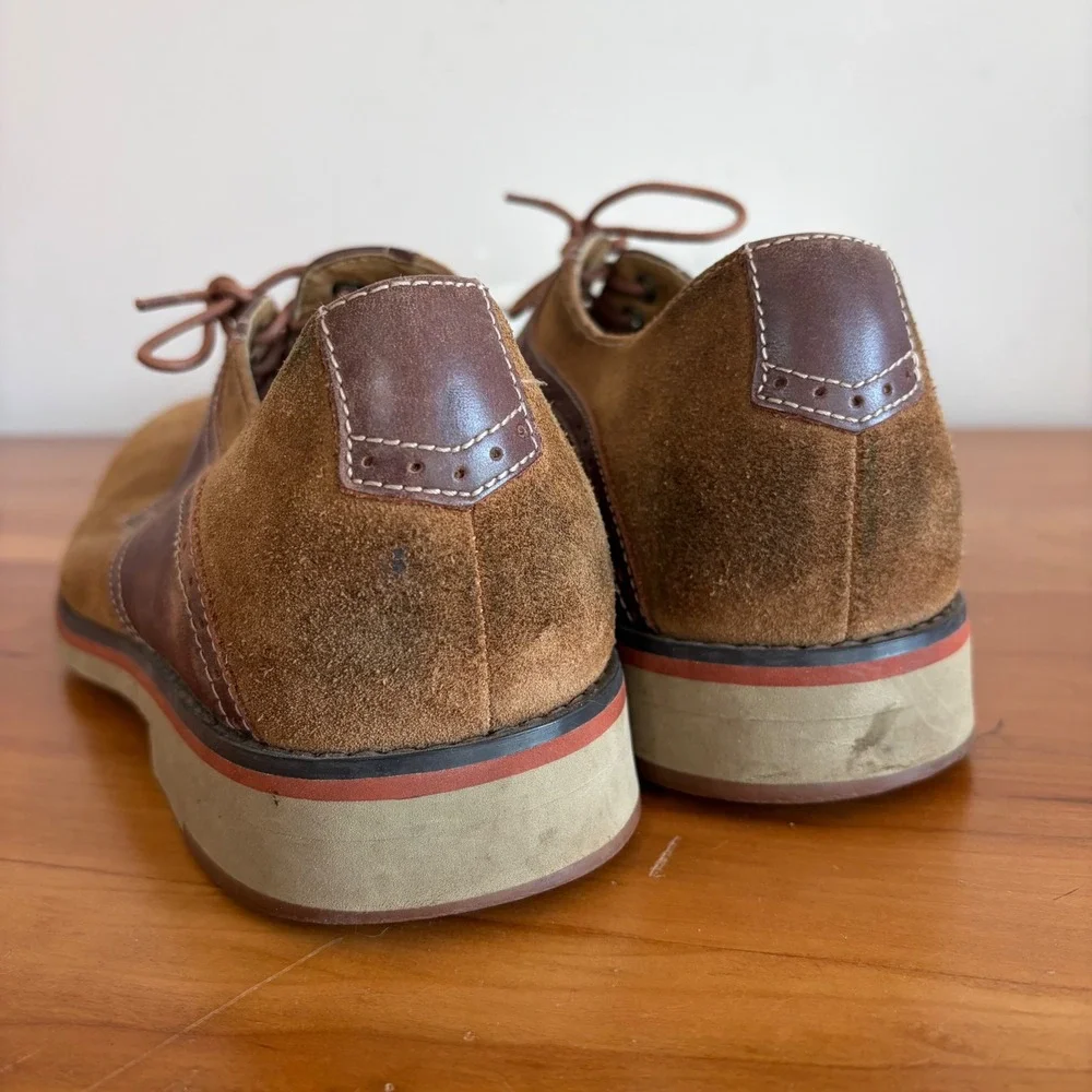 Johnston & Murphy Mens Brown Suede Leather Oxford Shoes 59-15020 Size 9M